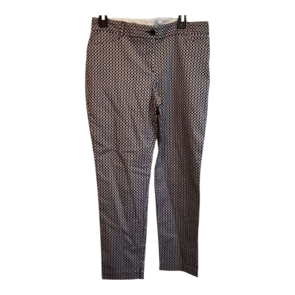 Van Heusen Womens Size 6 Classic Fit Stretch Geometric Lattice Dress Pants Black